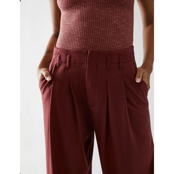New FREE PEOPLE Calla Tailored Mid-Rise Trousers $108 SIZE 4 Garnet Straight - Picture 3 of 7
